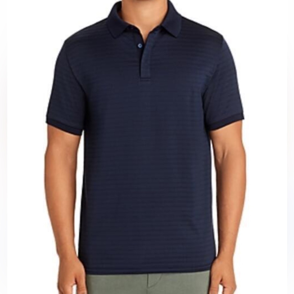 Theory Dark Blue Striped Polo Shirt